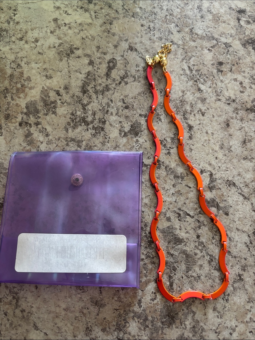 Orange Wavy Link Necklace